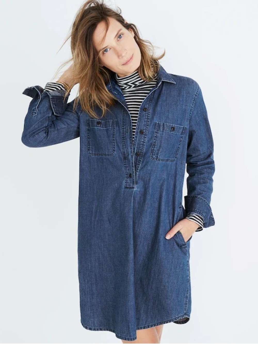 Madewell Denim Popover Shirtdress Size Small
